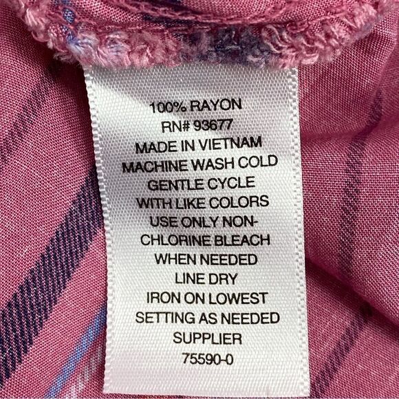 a.n.a. Striped Flounce Sleeve Tunic Blouse Pink Large - Picture 11 of 13